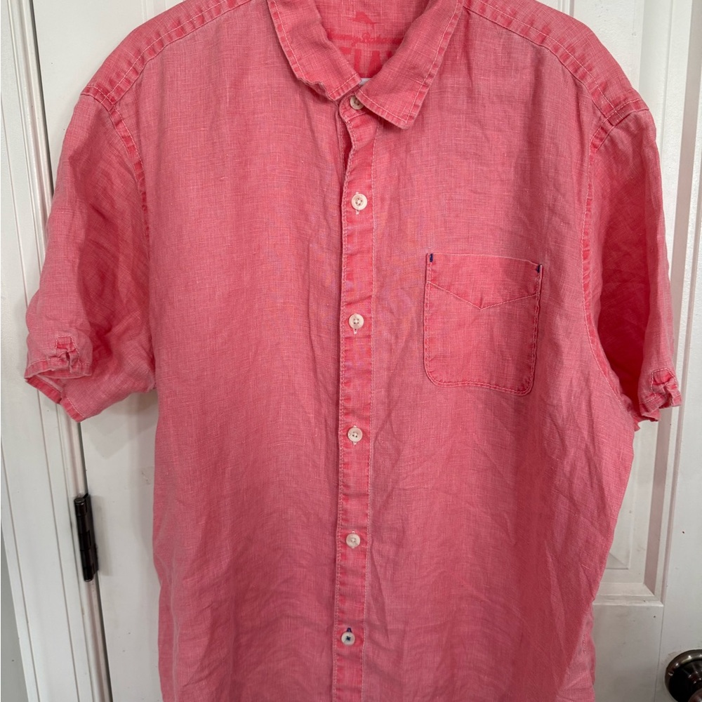 Tommy Bahama Relax Pink Casual linen Button Down Shirt